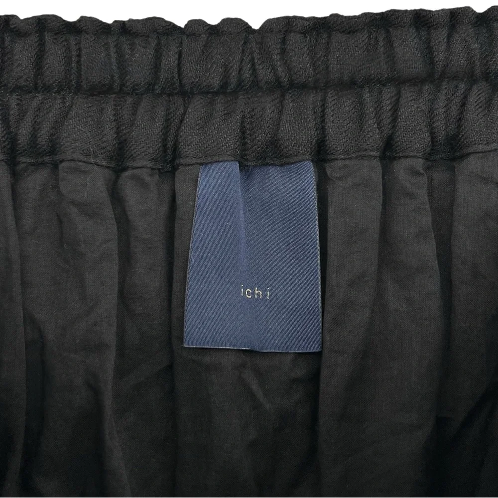 NWOT ICHI Color Linen Skirt - Black Linen Gathered Fully Lined Midi Maxi Skirt